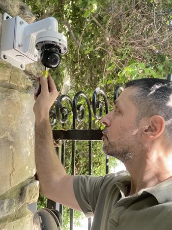 Technician completing a Beverly Hills security camera install