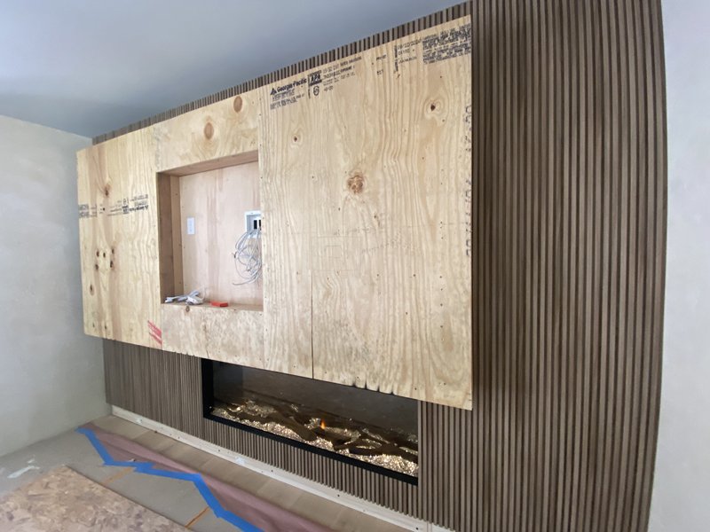 Wide-screen TV installation, Brentwood media room